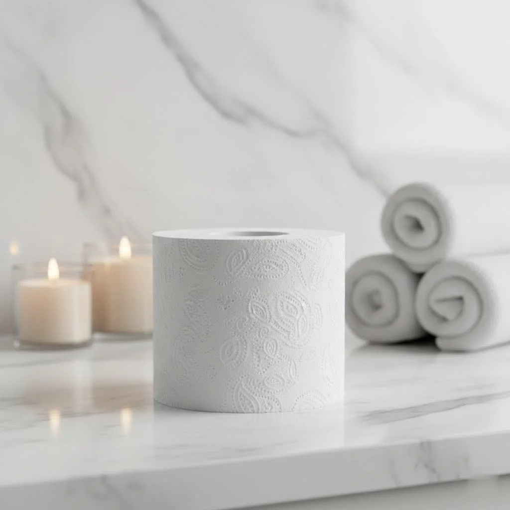 Aldi toilet paper rolls on a shelf