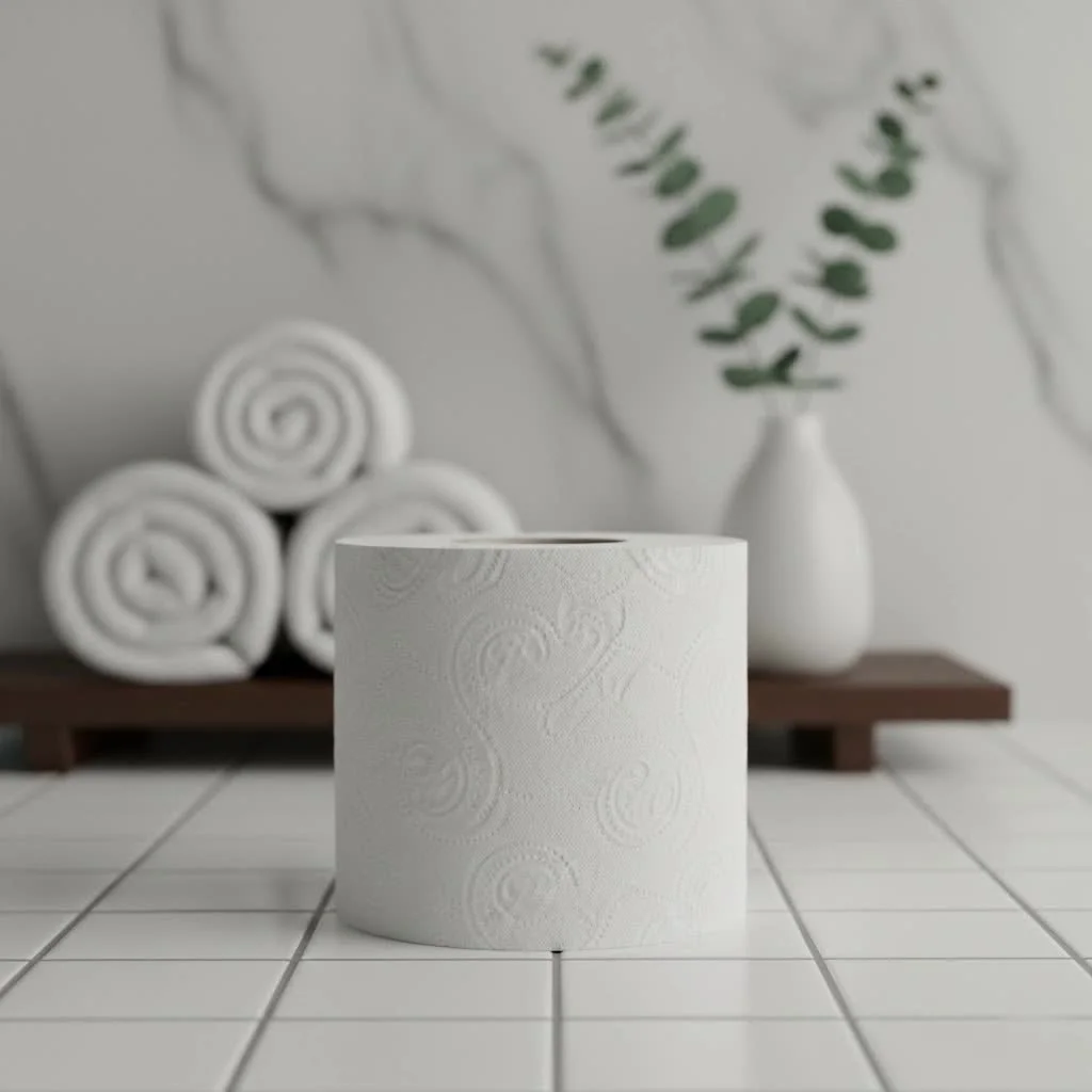 Member's Mark toilet paper rolls stacked